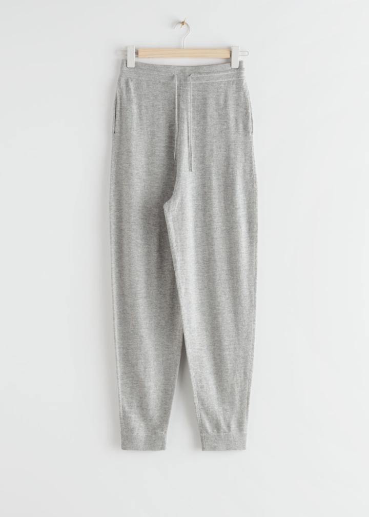 Other Stories Oversized Wool Knit Drawstring Trousers - Grey