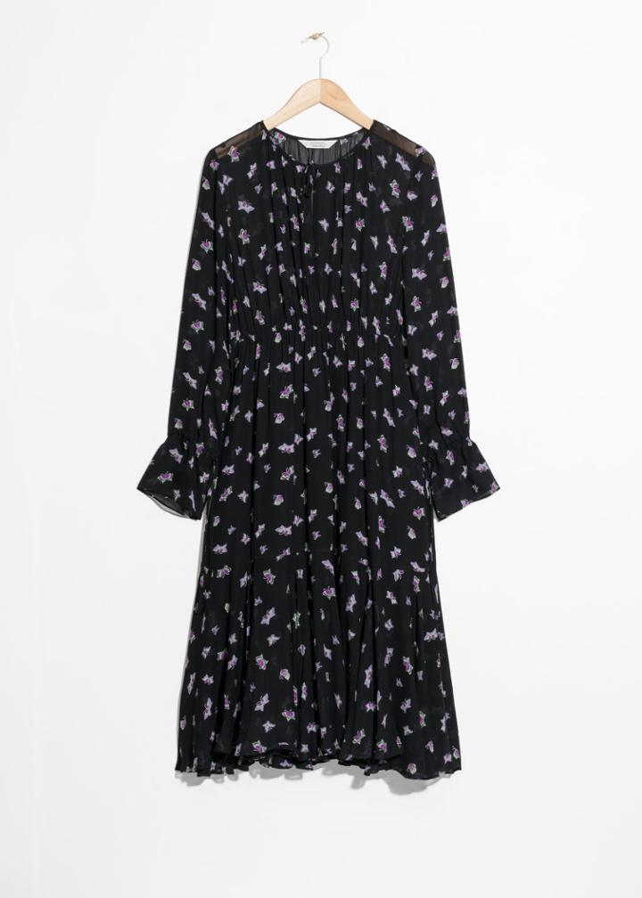 Other Stories Midi Tie Neck Dress - Black