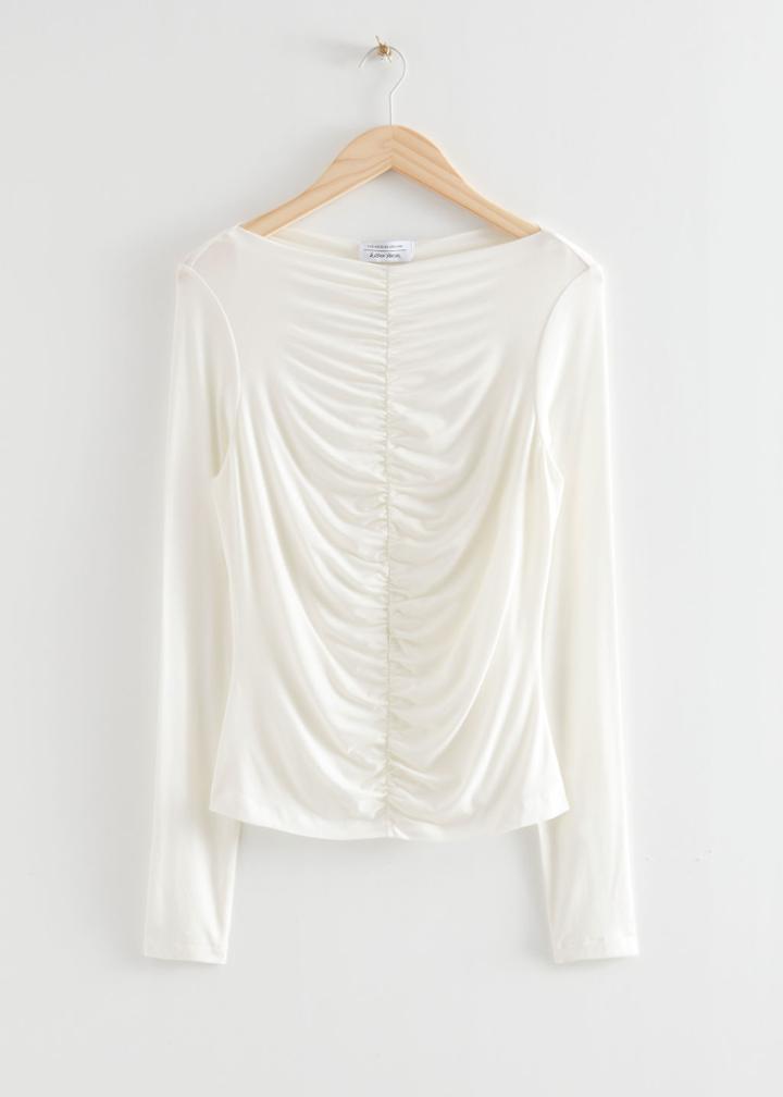 Other Stories Fitted Ruched Top - White