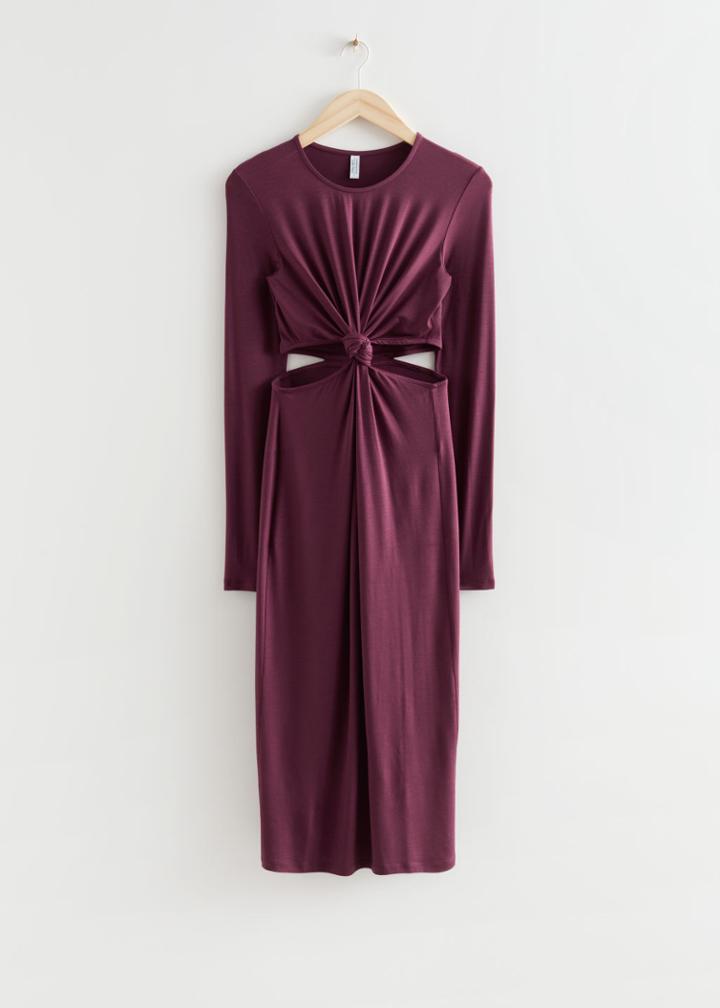 Other Stories Fitted Cut-out Midi Dress - Red