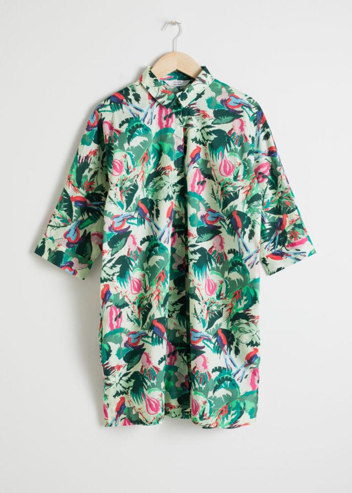 Other Stories Cotton Shirt Dress - Green