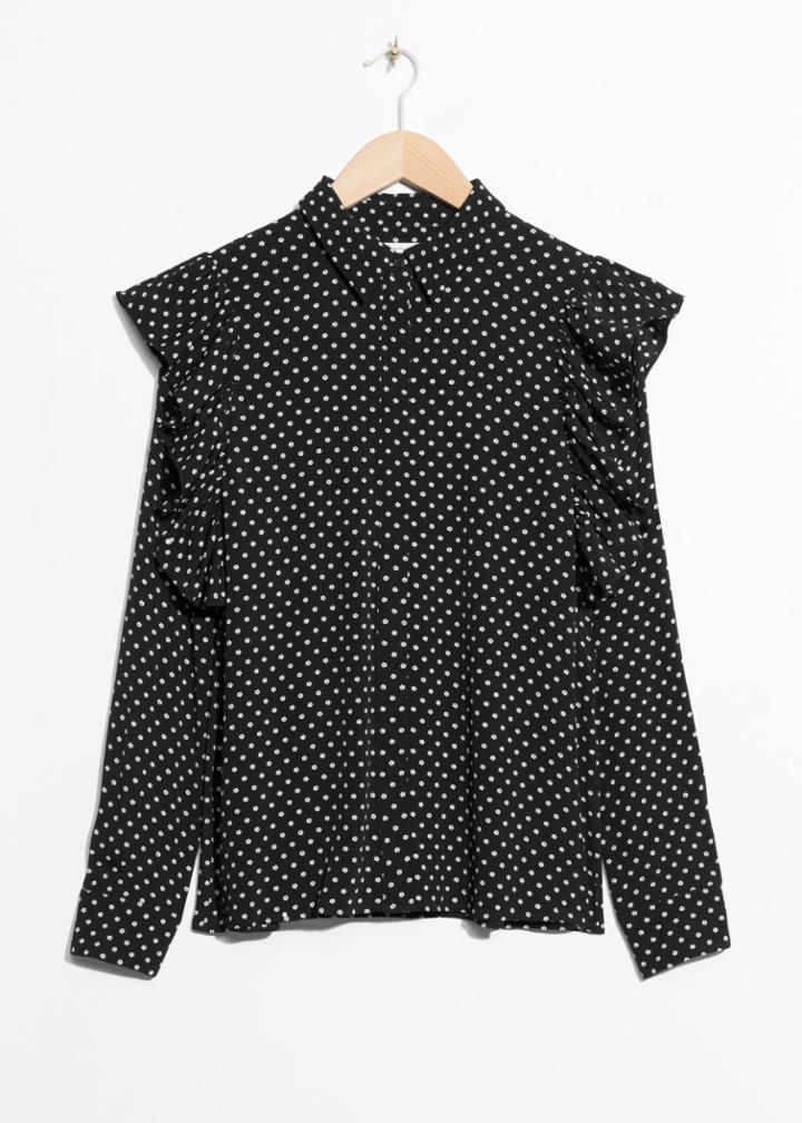 Other Stories Frill Shoulder Blouse - Black