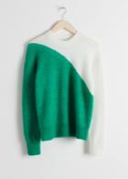 Other Stories Colour Block Wool Blend Sweater - Green