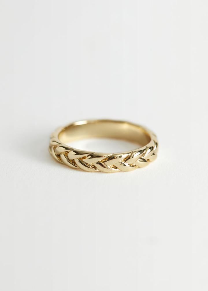 Other Stories Braid Embossed Ring - Gold