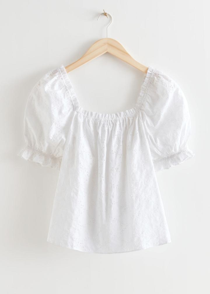 Other Stories Frilled Puff Sleeve Blouse - White