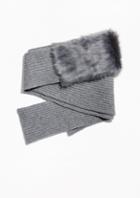 Other Stories Faux Fur Wool Rib Knit Scarf