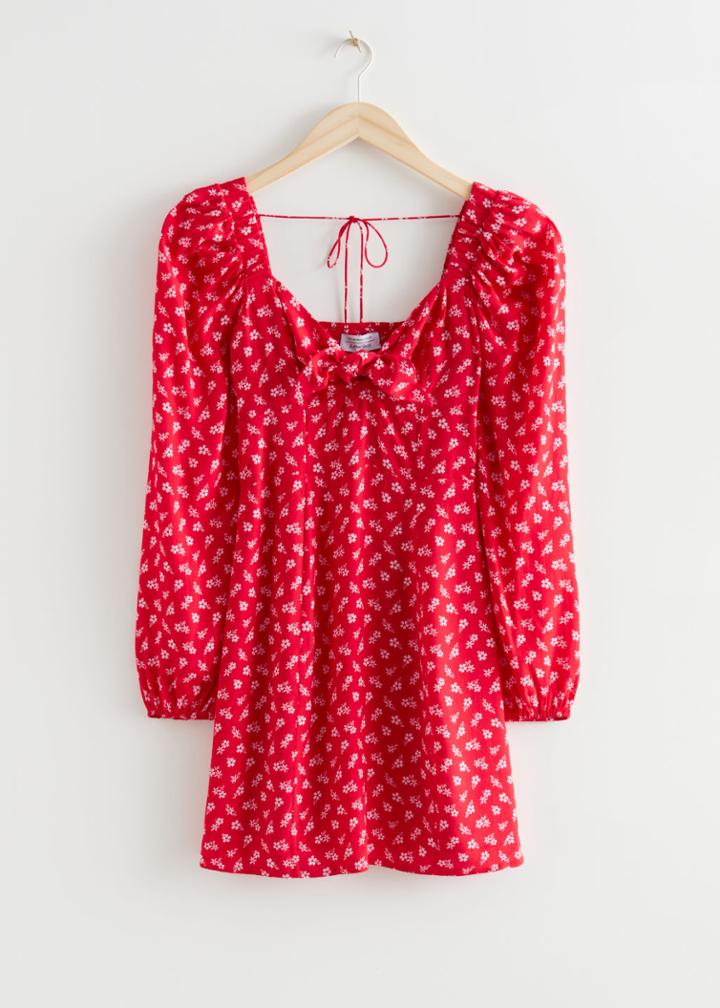 Other Stories Bow Detail Mini Dress - Red