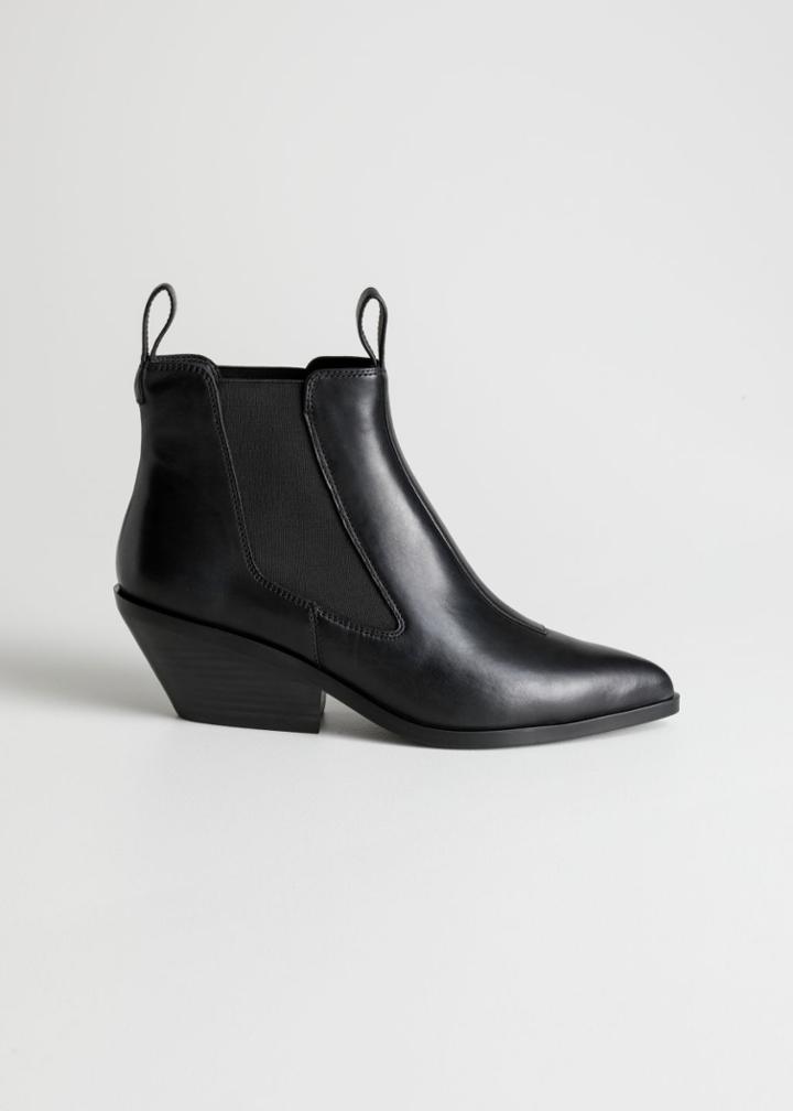 Other Stories Low Leather Cowboy Boots - Black