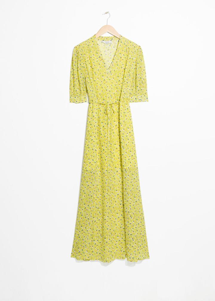 Other Stories Floral Maxi Wrap Dress - Yellow