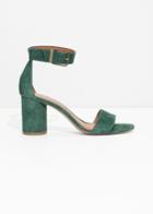 Other Stories Square Buckle Heeled Sandals - Green