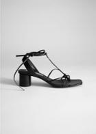 Other Stories Square Toe Lace Up Heeled Sandals - Black