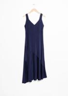 Other Stories Asymmetrical Flowy Midi Dress - Blue