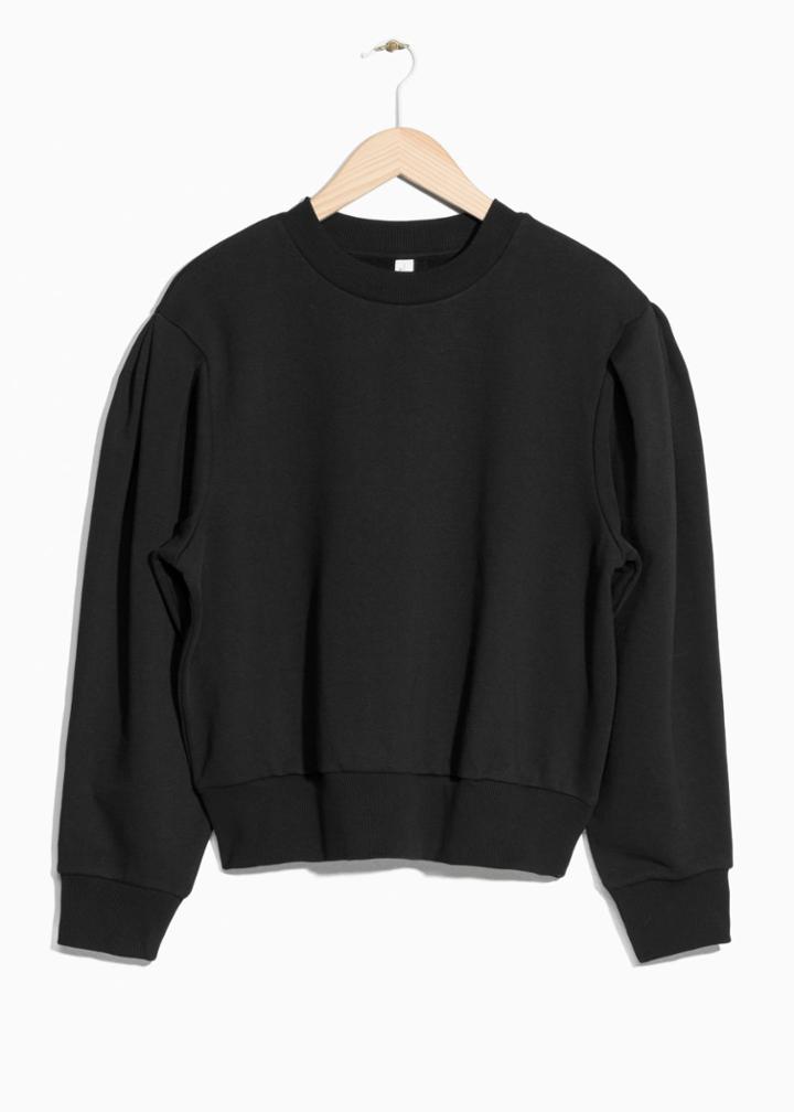 Other Stories Puff Sleeve Cotton Sweatshirt - Black