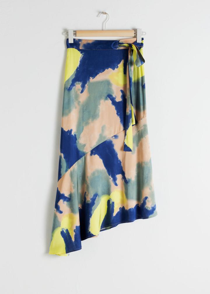 Other Stories Asymmetric Satin Midi Skirt - Blue