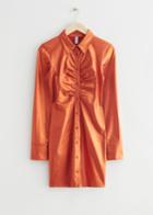 Other Stories Metallic Shirt Mini Dress - Orange