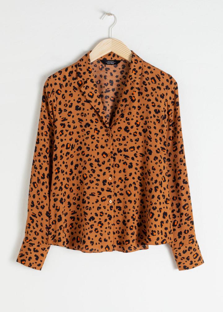 Other Stories V-neck Button Up Blouse - Orange
