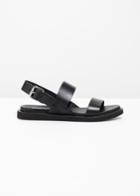 Other Stories Diagonal Strap Leather Sandals - Black