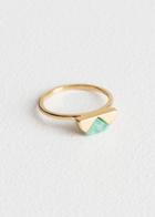 Other Stories Stone Triangle Ring - Green