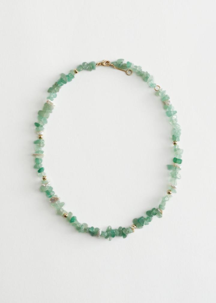Other Stories Short Gemstone Necklace - Green