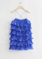 Other Stories Strappy Ruffle Mini Dress - Blue
