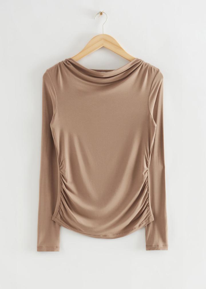 Other Stories Slim-fit Ruched Top - Beige