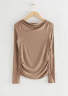 Other Stories Slim-fit Ruched Top - Beige