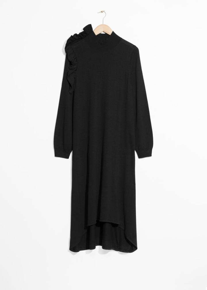 Other Stories Frill Shoulder Dress - Black