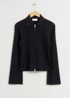 Other Stories Fitted Woven Collared Cardigan - Black