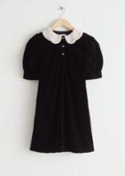 Other Stories Collared Velvet Mini Dress - Black