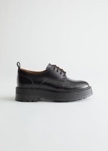 Other Stories Chunky Leather Oxfords - Black