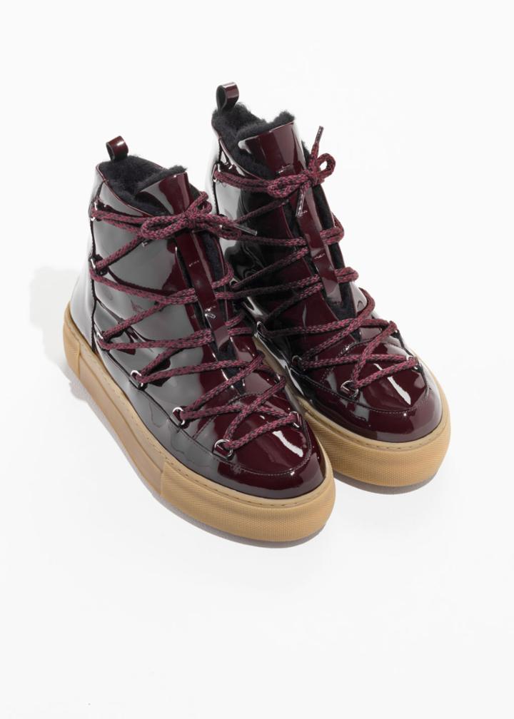 Other Stories Leather Snow Boots - Red