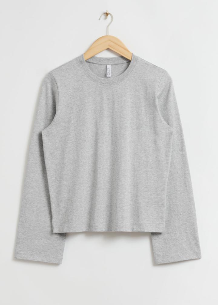 Other Stories Relaxed Organic Cotton Jersey Top - Grey