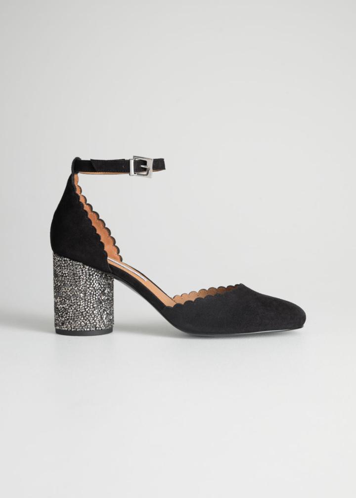 Other Stories Rhinestone Heel Pumps - Black