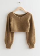 Other Stories Off-shoulder Wool Knit Sweater - Beige