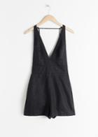 Other Stories Plungling Linen Romper - Black