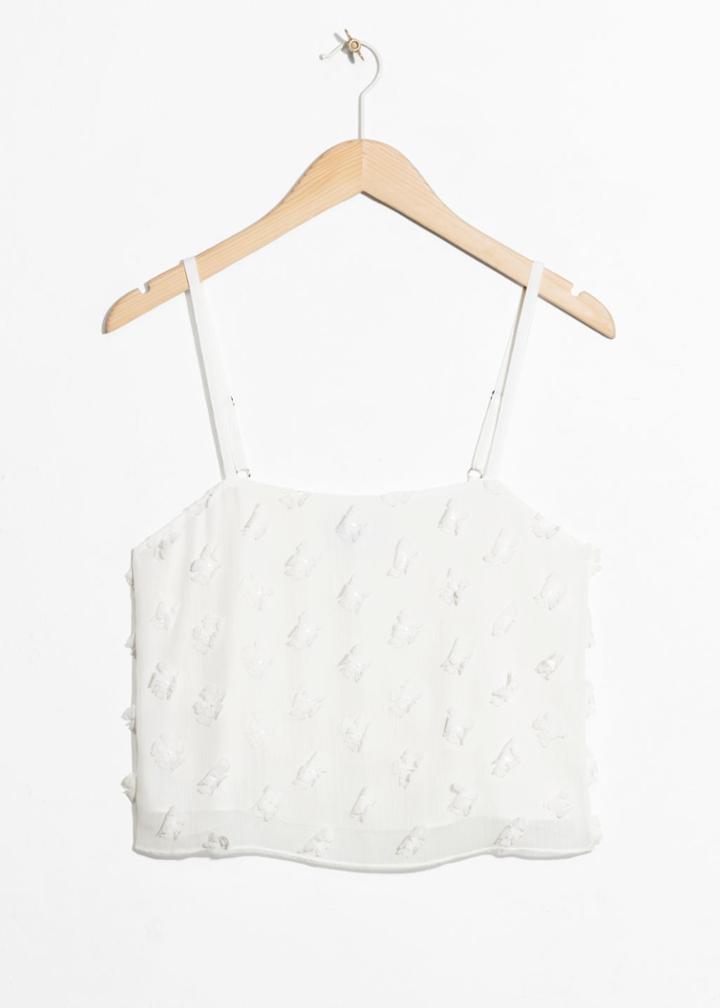 Other Stories Cropped Micro Tassel Tank Top - White