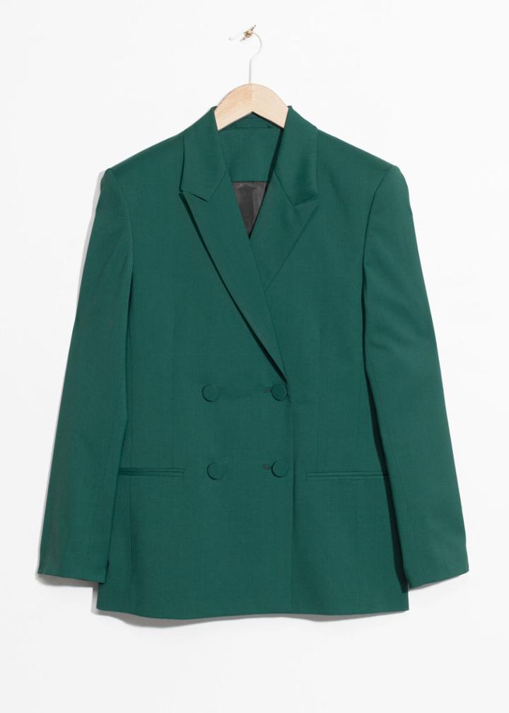Other Stories Oversized Wool-blend Blazer - Green