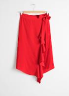 Other Stories Ruffle Wrap Midi Skirt - Red