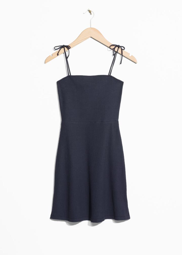 Other Stories Ribbed Tie-strap Dress - Blue