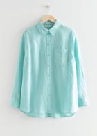 Other Stories Oversized Linen Shirt - Turquoise