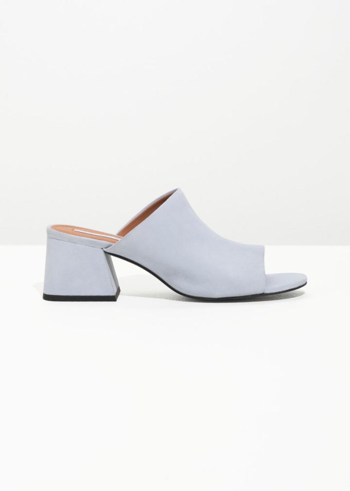 Other Stories Open Toe Suede Mules - Blue