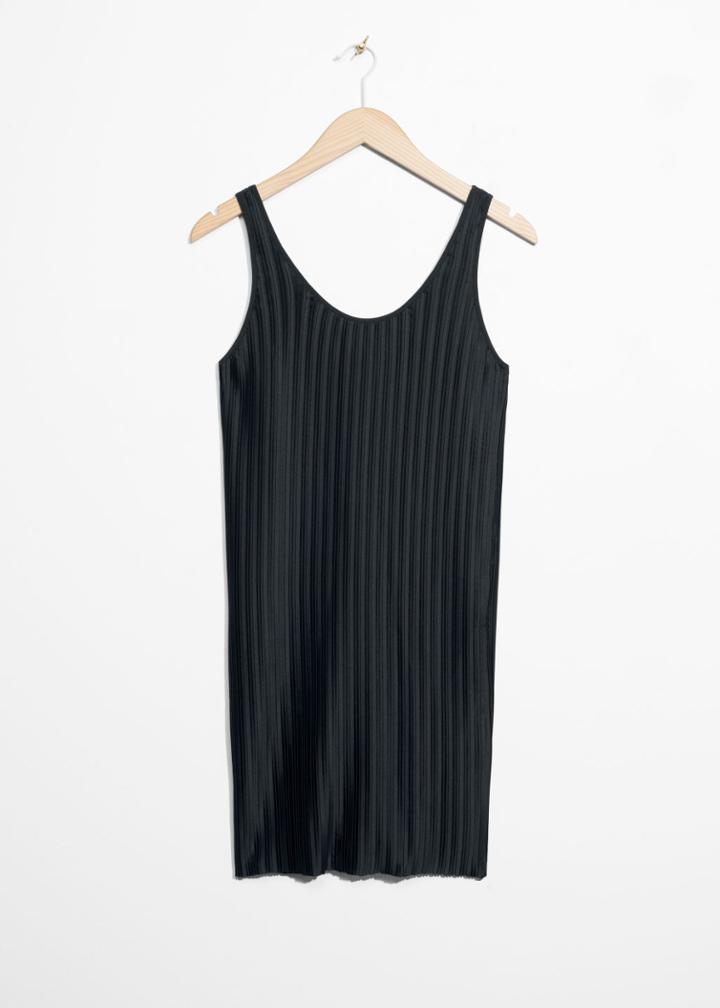 Other Stories Pleated Sleeveless Dress - Black