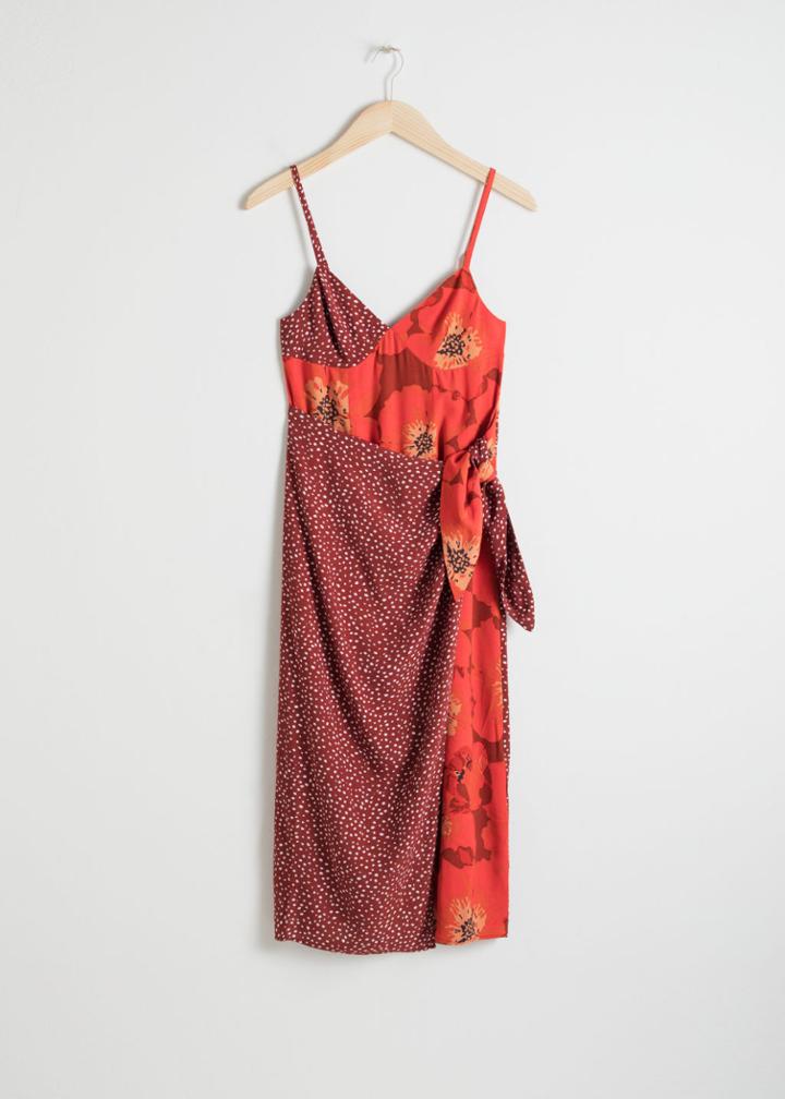 Other Stories Duo Print Midi Dress - Red