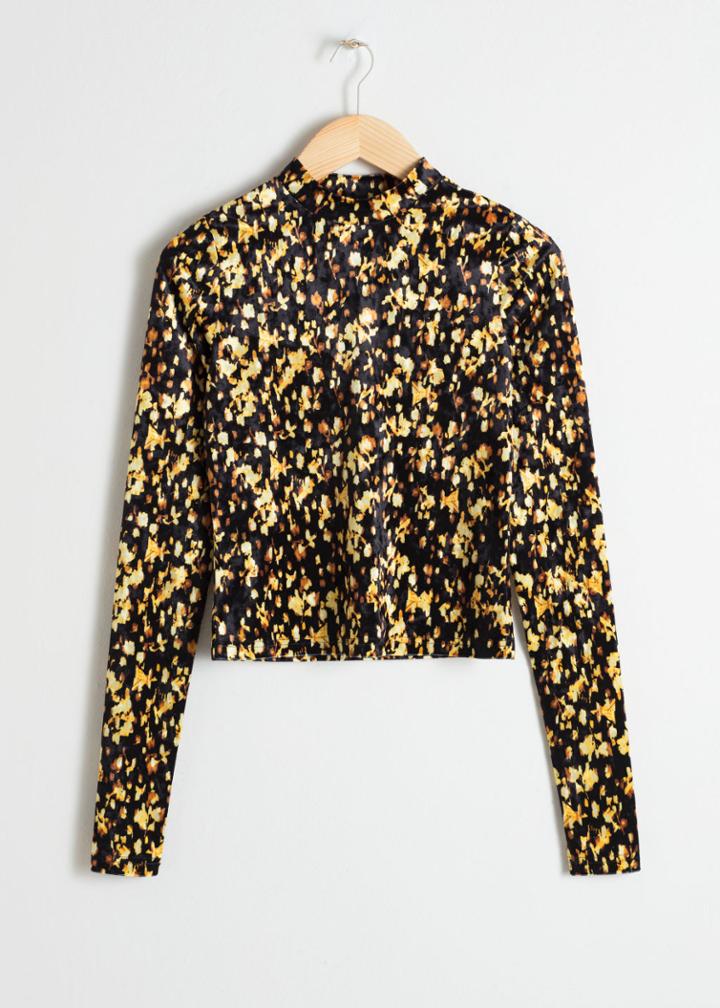 Other Stories Velvet Mock Neck Top - Black