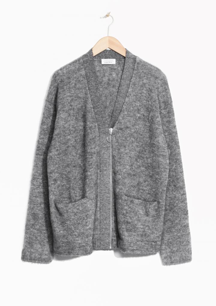 Other Stories Mohair & Wool Zip Cardigan