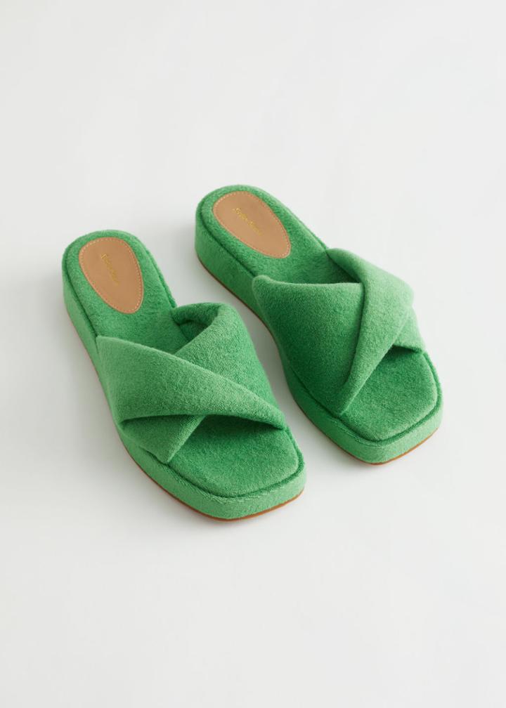 Other Stories Platform Terry Sandals - Green