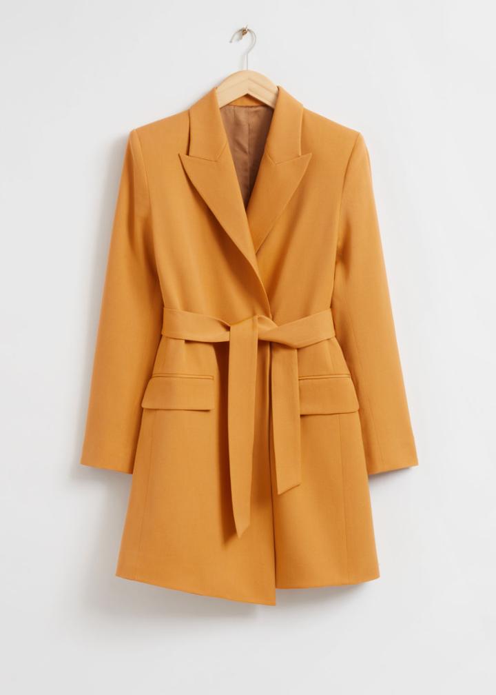 Other Stories Tailored Tie-waist Blazer Dress - Yellow