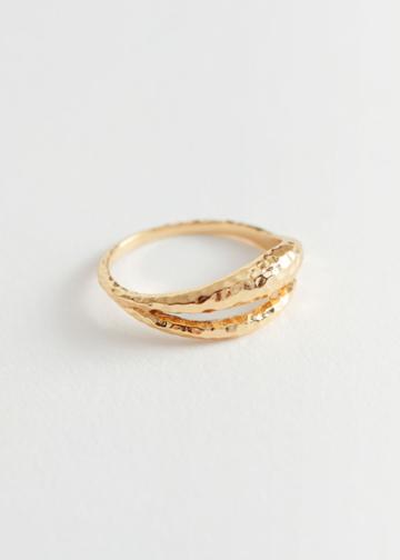 Other Stories Layered Hammered Ring - Gold