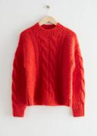 Other Stories Cable Knit Wool Sweater - Red