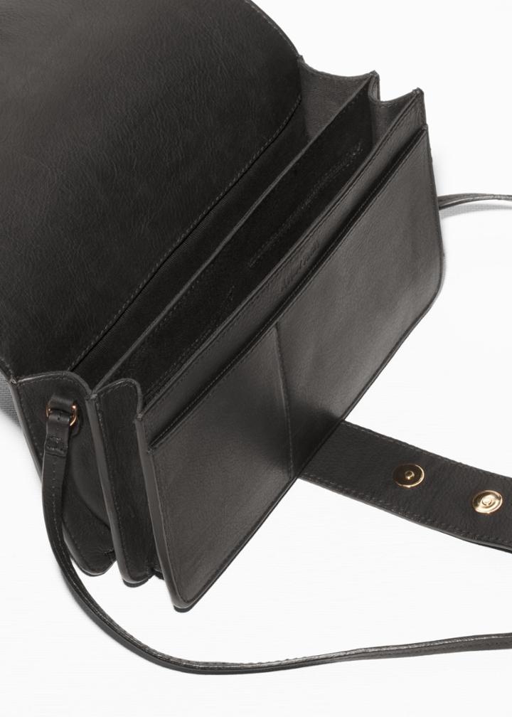 Other Stories Tab Detail Leather Small Crossover - Black